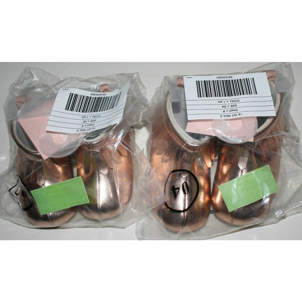 Gymboree Baby Girls Rose Gold Fringe Booties Soft Sole Crib Shoes NEW Tags 02 2 - Picture 4 of 5